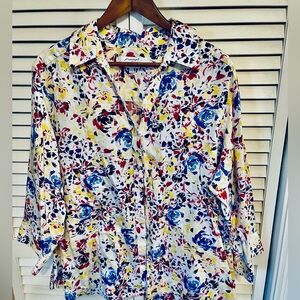 Foxcroft women's floral wrinkle free button up blouse size 20W